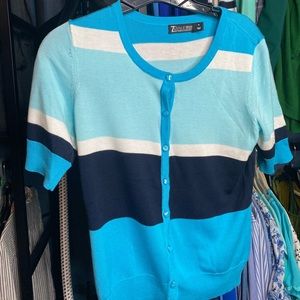 Tri-color blue cardigan